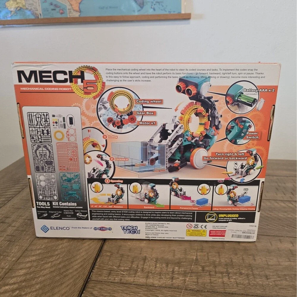 Teach Tech Mech 5 Mechanical Coding Robot - 220+ Building Pieces - NIB